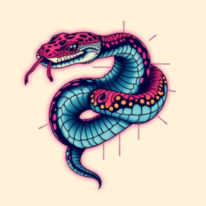 Vaporwave Rattlesnake Tattoo