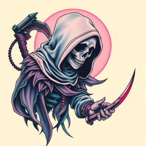 Vaporwave Reaper Tattoo