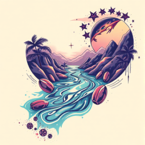 Vaporwave River Tattoo