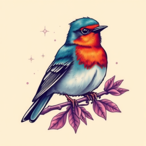 Vaporwave Robin Tattoo