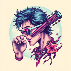 Vaporwave Rockstar Tattoo