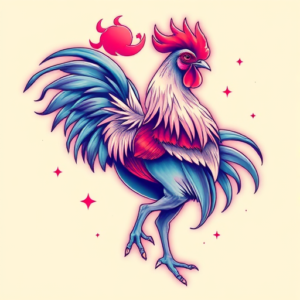 Vaporwave Rooster Tattoo
