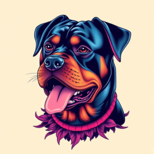 Vaporwave Rottweiler Tattoo