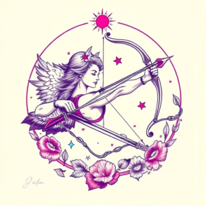 Vaporwave Sagittarius Tattoo