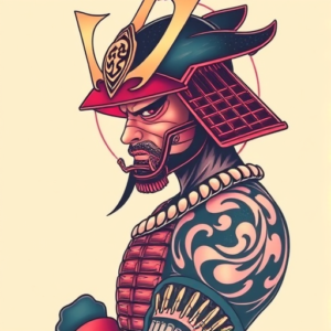 Vaporwave Samurai Tattoo
