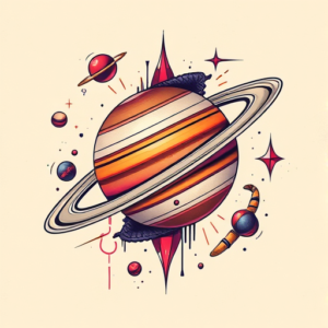 Vaporwave Saturn Tattoo