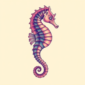 Vaporwave Seahorse Tattoo