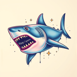 Vaporwave Shark Tattoo