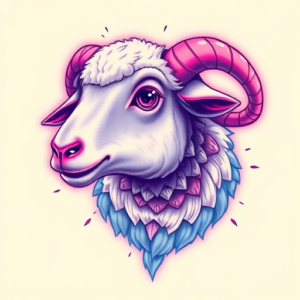 Vaporwave Sheep Tattoo