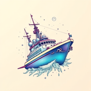 Vaporwave Ship Tattoo