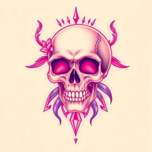 Vaporwave Skull Tattoo