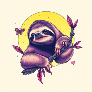 Vaporwave Sloth Tattoo