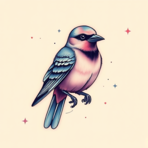 Vaporwave Sparrow Tattoo
