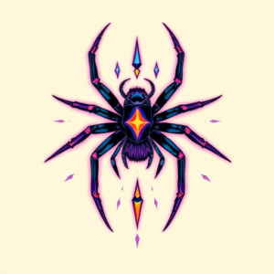 Vaporwave Spider Tattoo