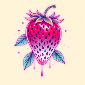 Vaporwave Strawberry Tattoo