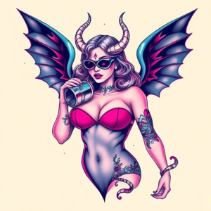 Vaporwave Succubus Tattoo