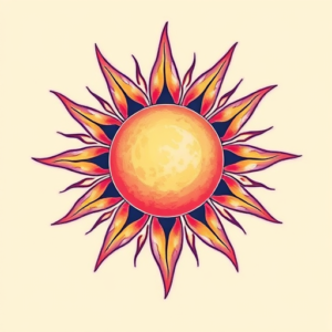 Vaporwave Sun Tattoo