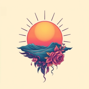 Vaporwave Sunrise Tattoo