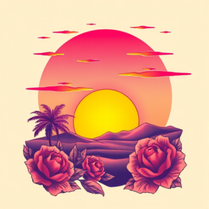 Vaporwave Sunset Tattoo