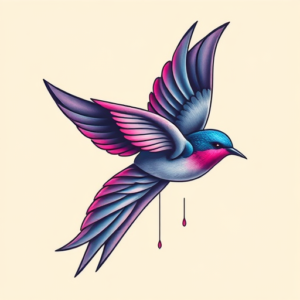 Vaporwave Swallow Tattoo