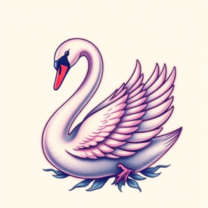 Vaporwave Swan Tattoo