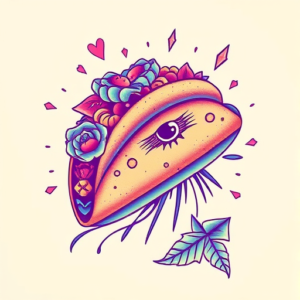 Vaporwave Taco Tattoo