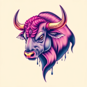 Vaporwave Taurus Tattoo
