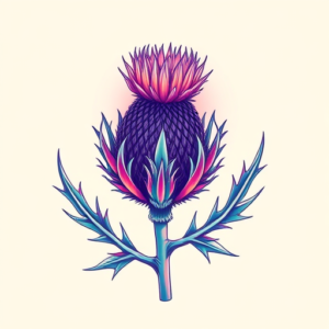 Vaporwave Thistle Tattoo