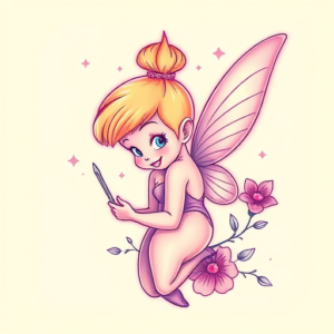 Vaporwave Tinkerbell Tattoo