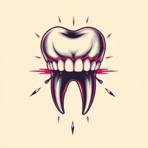 Vaporwave Tooth Tattoo