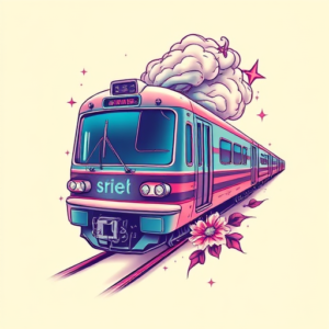 Vaporwave Train Tattoo