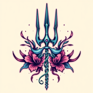 Vaporwave Trident Tattoo