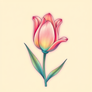 Vaporwave Tulip Tattoo