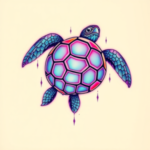 Vaporwave Turtle Tattoo