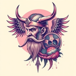 Vaporwave Viking Tattoo