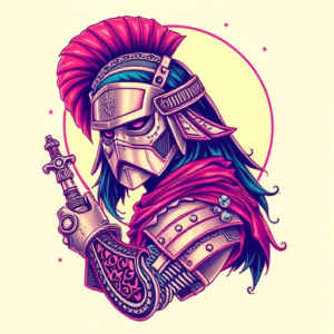 Vaporwave Warrior Tattoo