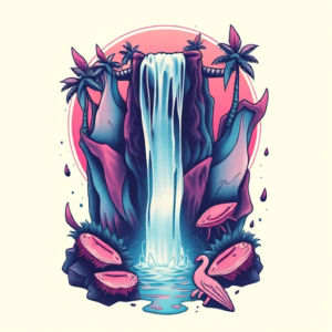 Vaporwave Waterfall Tattoo
