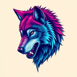 Vaporwave Werewolf Tattoo