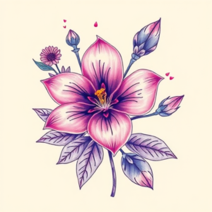 Vaporwave Wildflower Tattoo