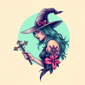 Vaporwave Witch Tattoo