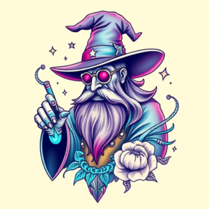 Vaporwave Wizard Tattoo