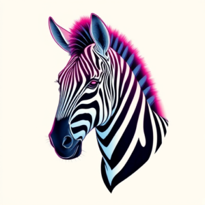 Vaporwave Zebra Tattoo