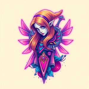 Vaporwave Zelda Tattoo