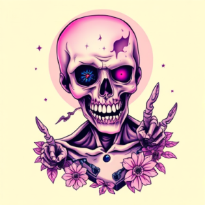 Vaporwave Zombie Tattoo