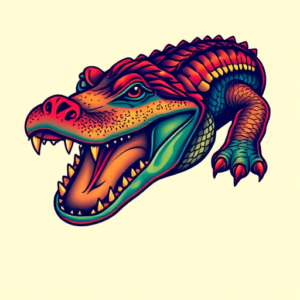 Vibrant Color Alligator Tattoo