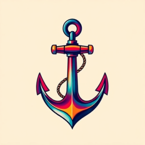 Vibrant Color Anchor Tattoo