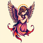 Vibrant Color Angel Tattoo