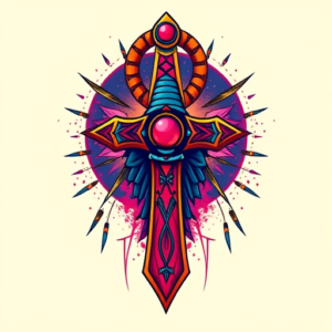 Vibrant Color Ankh Tattoo