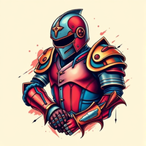 Vibrant Color Armor Tattoo