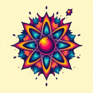 Vibrant Color Atomic Tattoo